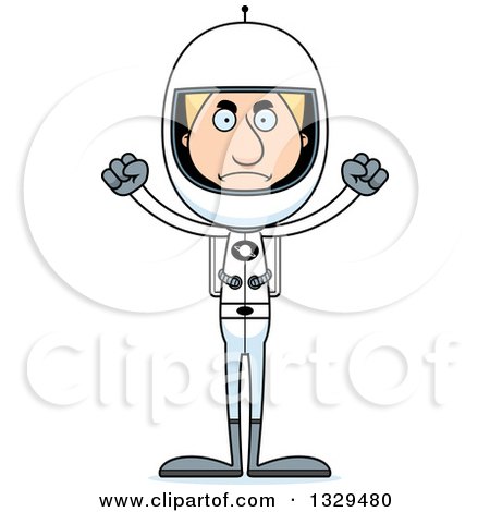 Clipart of a Cartoon Angry Tall Skinny White Astronaut Man - Royalty Free Vector Illustration by Cory Thoman