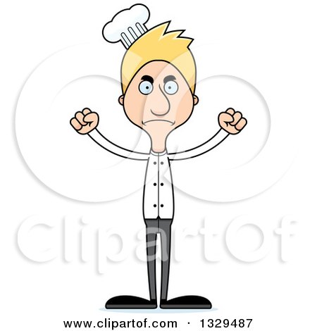 Clipart of a Cartoon Angry Tall Skinny White Chef Man - Royalty Free Vector Illustration by Cory Thoman
