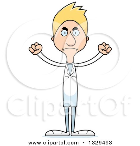 Clipart of a Cartoon Angry Tall Skinny White Doctor Man - Royalty Free Vector Illustration by Cory Thoman