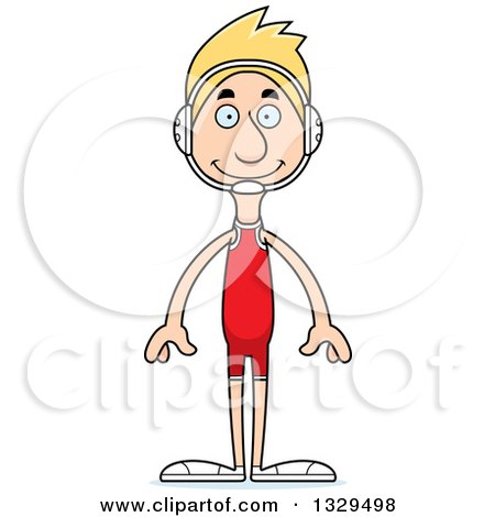 Clipart of a Cartoon Happy Tall Skinny White Man Wrestler - Royalty Free Vector Illustration by Cory Thoman