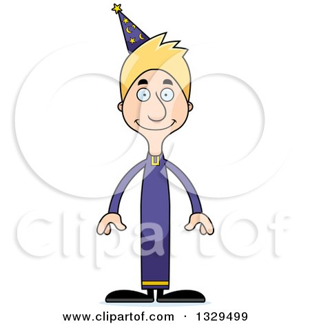 Clipart of a Cartoon Happy Tall Skinny White Wizard Man - Royalty Free Vector Illustration by Cory Thoman