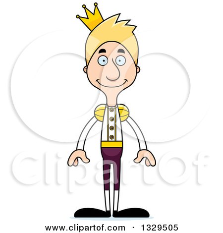 Clipart of a Cartoon Happy Tall Skinny White Man Prince - Royalty Free Vector Illustration by Cory Thoman