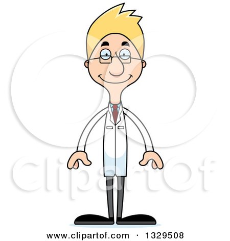 Clipart of a Cartoon Happy Tall Skinny White Scientist Man - Royalty Free Vector Illustration by Cory Thoman
