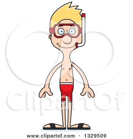 Clipart of a Cartoon Happy Tall Skinny White Man in Snorkel Gear - Royalty Free Vector Illustration by Cory Thoman