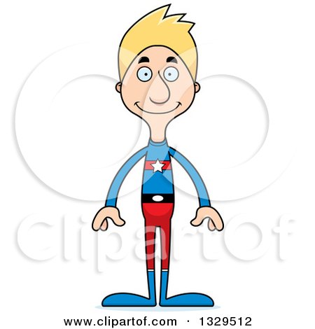 Clipart of a Cartoon Happy Tall Skinny White Super Hero Man - Royalty Free Vector Illustration by Cory Thoman