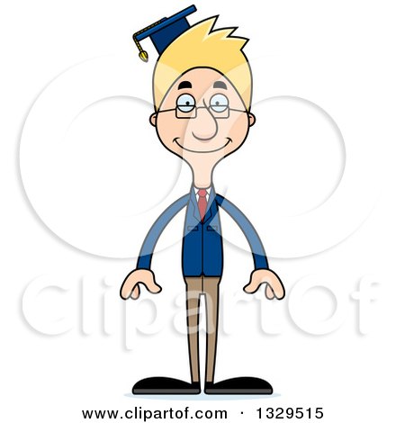 Clipart of a Cartoon Happy Tall Skinny White Man Professor - Royalty Free Vector Illustration by Cory Thoman