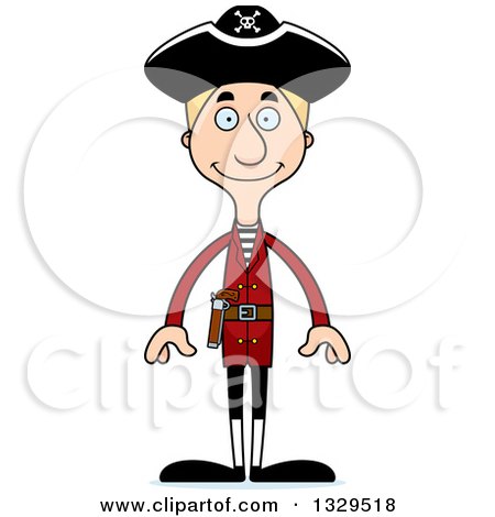 Clipart of a Cartoon Happy Tall Skinny White Pirate Man - Royalty Free Vector Illustration by Cory Thoman