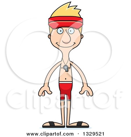 Clipart of a Cartoon Happy Tall Skinny White Lifeguard Man - Royalty Free Vector Illustration by Cory Thoman