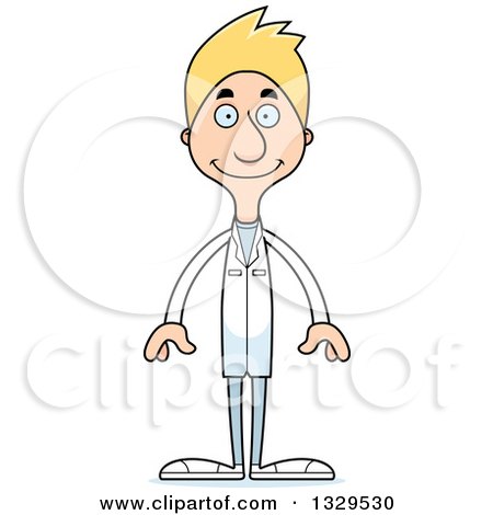 Clipart of a Cartoon Happy Tall Skinny White Doctor Man - Royalty Free Vector Illustration by Cory Thoman