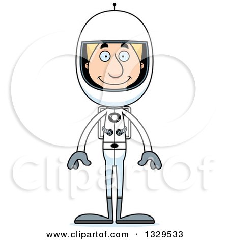 Clipart of a Cartoon Happy Tall Skinny White Astronaut Man - Royalty Free Vector Illustration by Cory Thoman