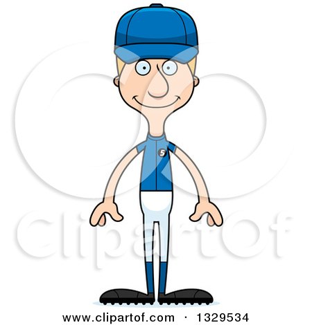 Clipart of a Cartoon Happy Tall Skinny White Man Baseball Player - Royalty Free Vector Illustration by Cory Thoman
