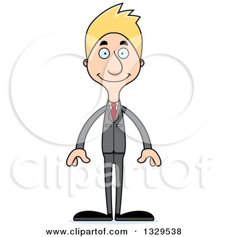 Clipart of a Cartoon Happy Tall Skinny White Business Man - Royalty Free Vector Illustration by Cory Thoman