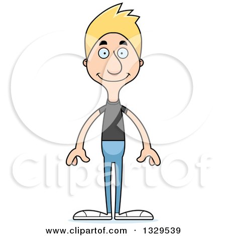 Clipart of a Cartoon Happy Tall Skinny White Casual Man - Royalty Free Vector Illustration by Cory Thoman