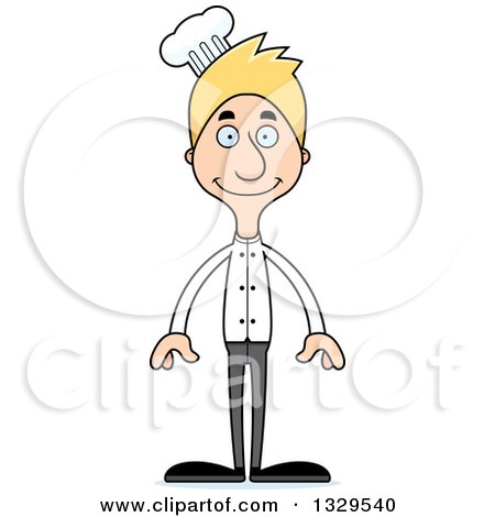 Clipart of a Cartoon Happy Tall Skinny White Chef Man - Royalty Free Vector Illustration by Cory Thoman