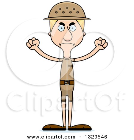 Clipart of a Cartoon Angry Tall Skinny White Zookeeper Man - Royalty Free Vector Illustration by Cory Thoman