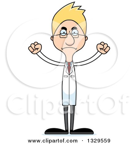 Clipart of a Cartoon Angry Tall Skinny White Scientist Man - Royalty Free Vector Illustration by Cory Thoman