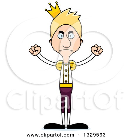 Clipart of a Cartoon Angry Tall Skinny White Man Prince - Royalty Free Vector Illustration by Cory Thoman
