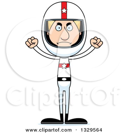 Clipart of a Cartoon Angry Tall Skinny White Man Race Car Driver - Royalty Free Vector Illustration by Cory Thoman