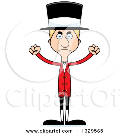 Clipart of a Cartoon Angry Tall Skinny White Man Circus Ringmaster - Royalty Free Vector Illustration by Cory Thoman