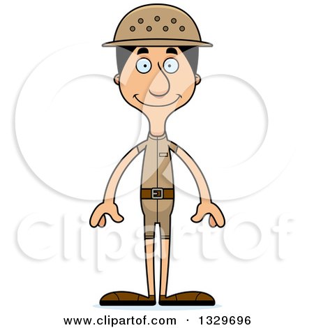 Clipart of a Cartoon Happy Tall Skinny Hispanic Man Zookeeper - Royalty Free Vector Illustration by Cory Thoman