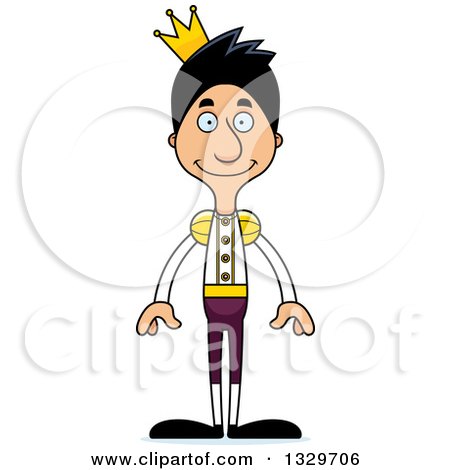 Clipart of a Cartoon Happy Tall Skinny Hispanic Man Prince - Royalty Free Vector Illustration by Cory Thoman