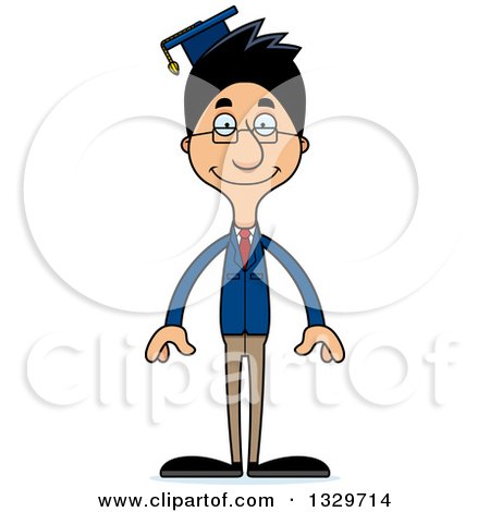 Clipart of a Cartoon Happy Tall Skinny Hispanic Man Professor - Royalty Free Vector Illustration by Cory Thoman