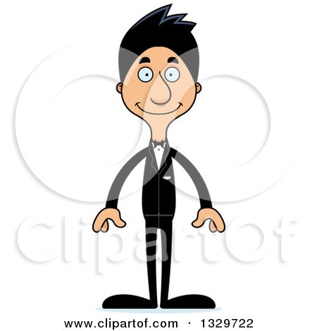 Clipart of a Cartoon Happy Tall Skinny Hispanic Man Wedding Groom - Royalty Free Vector Illustration by Cory Thoman