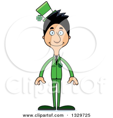 Clipart of a Cartoon Happy Tall Skinny Hispanic Irish St Patricks Day Man - Royalty Free Vector Illustration by Cory Thoman