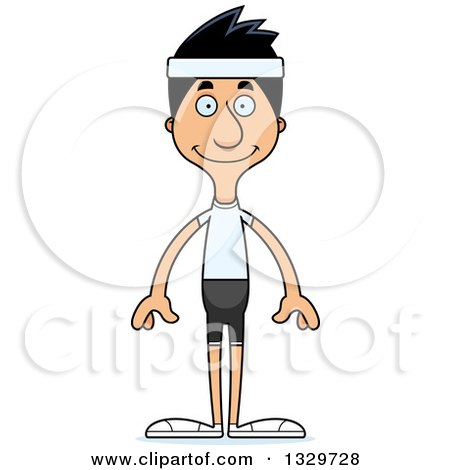 Clipart of a Cartoon Happy Tall Skinny Hispanic Fitness Man - Royalty Free Vector Illustration by Cory Thoman