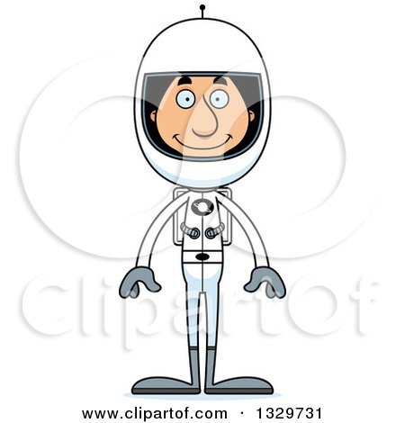Clipart of a Cartoon Happy Tall Skinny Hispanic Man Astronaut - Royalty Free Vector Illustration by Cory Thoman