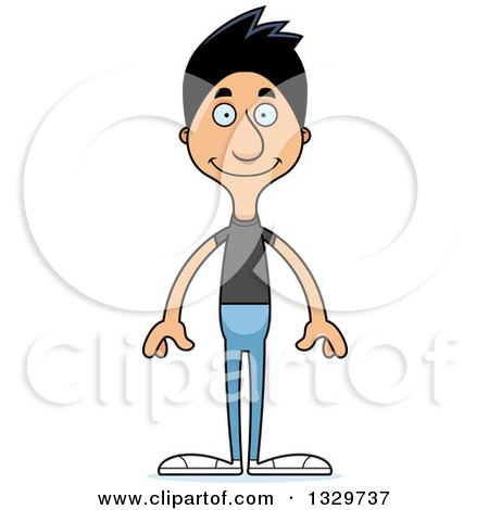 Clipart of a Cartoon Happy Tall Skinny Hispanic Casual Man - Royalty Free Vector Illustration by Cory Thoman