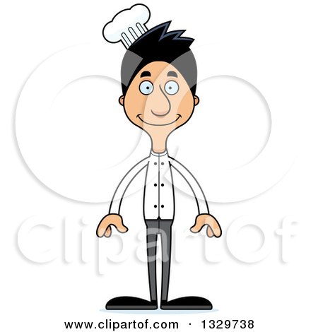 Clipart of a Cartoon Happy Tall Skinny Hispanic Man Chef - Royalty Free Vector Illustration by Cory Thoman
