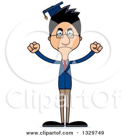 Clipart of a Cartoon Angry Tall Skinny Hispanic Man Professor - Royalty Free Vector Illustration by Cory Thoman