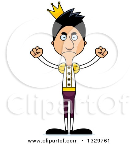 Clipart of a Cartoon Angry Tall Skinny Hispanic Man Prince - Royalty Free Vector Illustration by Cory Thoman