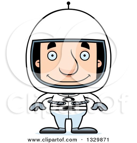 Clipart of a Cartoon Happy Block Headed White Man Astronaut - Royalty Free Vector Illustration by Cory Thoman