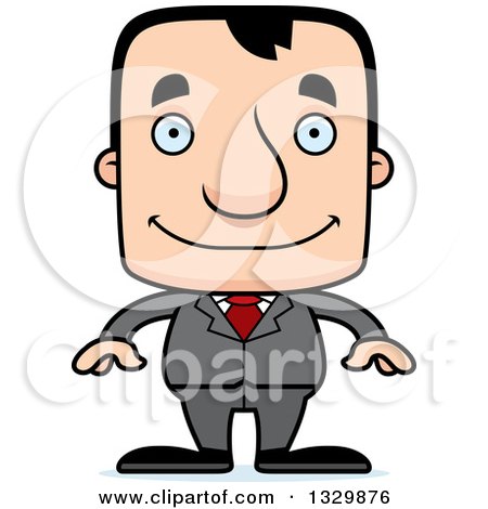 Clipart of a Cartoon Happy Block Headed White Business Man - Royalty Free Vector Illustration by Cory Thoman