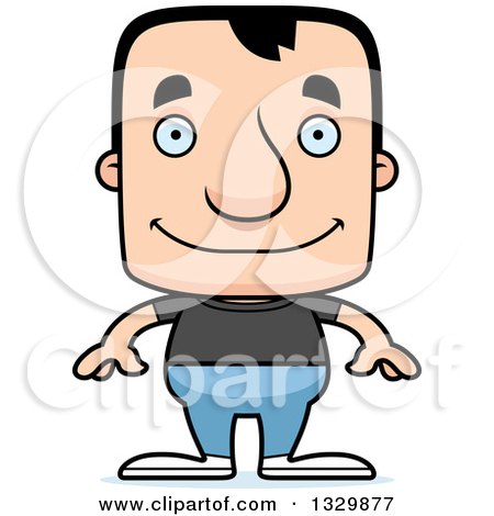 Clipart of a Cartoon Happy Block Headed Casual White Man - Royalty Free Vector Illustration by Cory Thoman