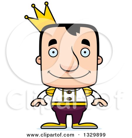 Clipart of a Cartoon Happy Block Headed White Man Prince - Royalty Free Vector Illustration by Cory Thoman
