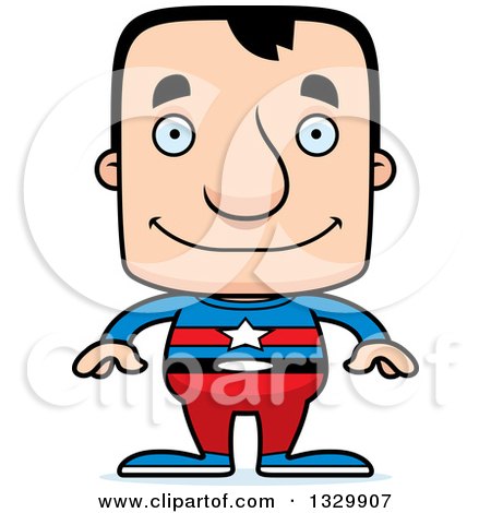 Clipart of a Cartoon Happy Block Headed White Man Super Hero - Royalty Free Vector Illustration by Cory Thoman