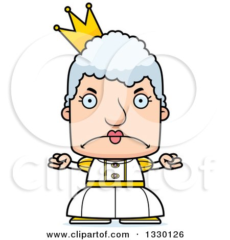 Clipart of a Cartoon Mad Block Headed White Senior Woman Princess or Queen - Royalty Free Vector Illustration by Cory Thoman