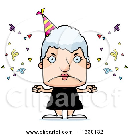Clipart of a Cartoon Mad Block Headed White Party Senior Woman - Royalty Free Vector Illustration by Cory Thoman