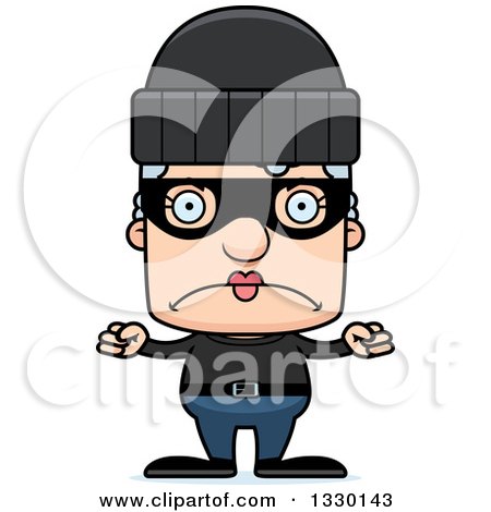 Clipart of a Cartoon Mad Block Headed White Senior Woman Robber - Royalty Free Vector Illustration by Cory Thoman