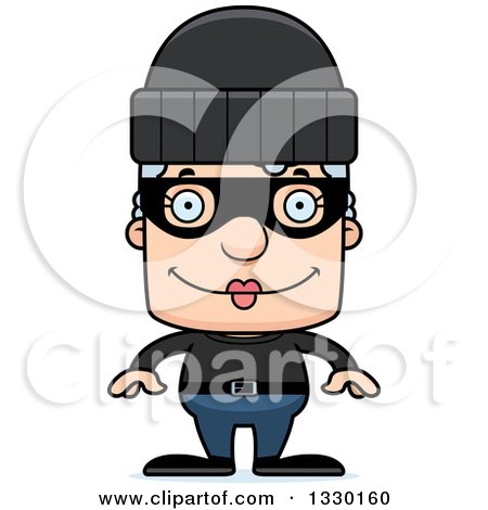Clipart of a Cartoon Happy Block Headed White Senior Woman Robber - Royalty Free Vector Illustration by Cory Thoman