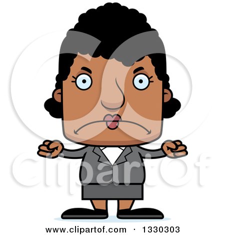 Clipart of a Cartoon Mad Block Headed Black Woman - Royalty Free Vector Illustration by Cory Thoman