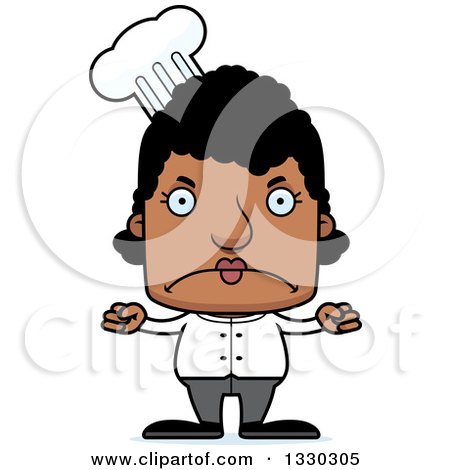 Clipart of a Cartoon Mad Block Headed Black Woman Chef - Royalty Free Vector Illustration by Cory Thoman