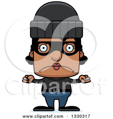 Clipart of a Cartoon Mad Block Headed Black Woman Robber - Royalty Free Vector Illustration by Cory Thoman