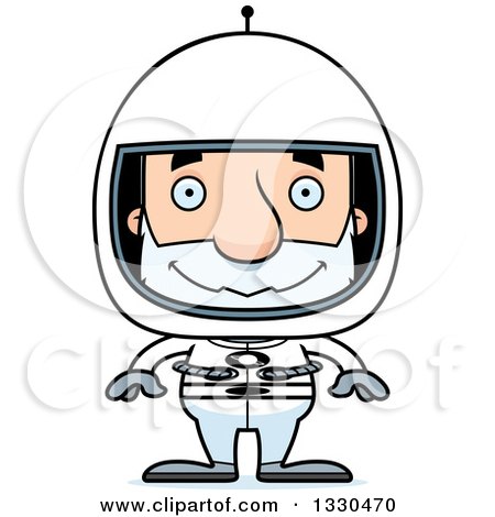Clipart of a Cartoon Happy Block Headed White Senior Man Astronaut - Royalty Free Vector Illustration by Cory Thoman