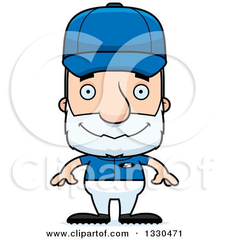 Clipart of a Cartoon Mad Block Headed White Senior Man Baseball Player - Royalty Free Vector Illustration by Cory Thoman