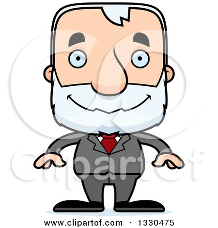 Clipart of a Cartoon Happy Block Headed White Senior Business Man - Royalty Free Vector Illustration by Cory Thoman
