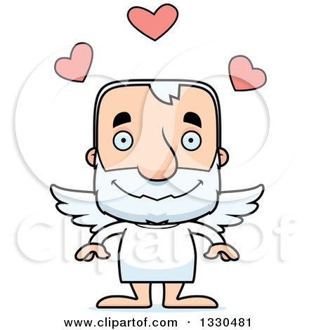 Clipart of a Cartoon Happy Block Headed White Senior Man Cupid - Royalty Free Vector Illustration by Cory Thoman